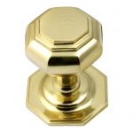 Octagonal Polished Brass Centre Pull Door Knob PB15A
